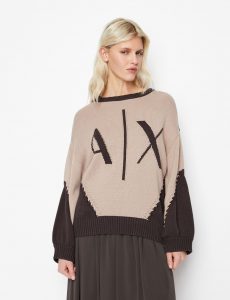 ARMANI EXCHANGE – Maglia Donna Girocollo Fantasia Bicolore