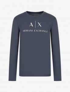 Armani Exchange – T-shirt slim fit a maniche lunghe in cotone