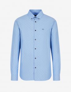 Armani Exchange – Camicia in cotone organico fil coupé Azzurro