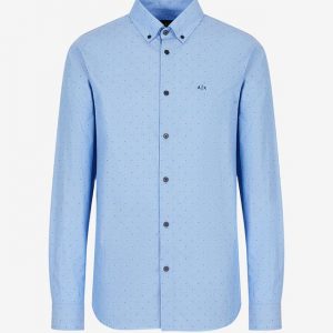 Armani Exchange – Camicia in cotone organico fil coupé Azzurro