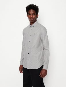 Armani Exchange – Camicia in cotone organico fil coupé Grigio