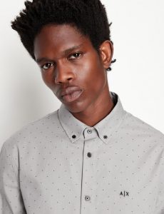 Armani Exchange – Camicia in cotone organico fil coupé Grigio