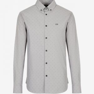 Armani Exchange – Camicia in cotone organico fil coupé Grigio