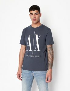 Armani Exchange – T-shirt con logo Blu