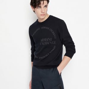 ARMANI EXCHANGE – Maglia Uomo Girocollo e Brand Logo Navy
