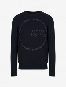 ARMANI EXCHANGE – Maglia Uomo Girocollo e Brand Logo Navy