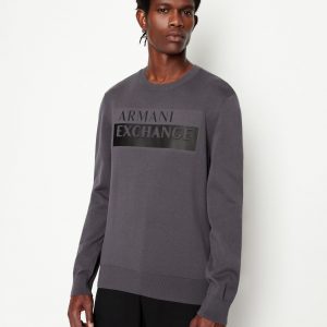 ARMANI EXCHANGE – Maglia Uomo Girocollo con Brand Logo Centro Petto Grigio