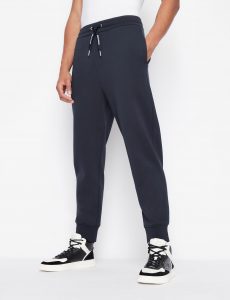 Armani Exchange – Pantaloni sportivi in felpa di jersey misto cotone Blu Navy