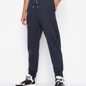 Armani Exchange – Pantaloni sportivi in felpa di jersey misto cotone Blu Navy