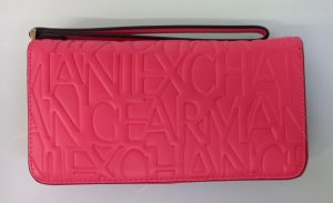 ARMANI EXCHANGE – Portafoglio Donna con Zip e Scritta Logo Impressa All-Over Rosa