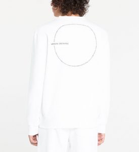 ARMANI EXCHANGE – Felpa Girocollo in Misto Cotone Organico Bianco