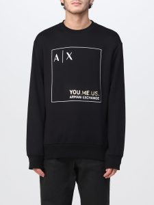 ARMANI EXCHANGE – Felpa Uomo con Applicazione Logo AX Nero