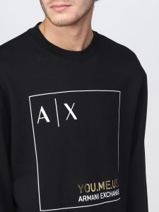 ARMANI EXCHANGE – Felpa Uomo con Applicazione Logo AX Nero