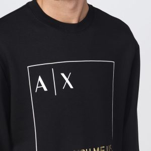 ARMANI EXCHANGE – Felpa Uomo con Applicazione Logo AX Nero