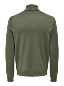 Only&Sons – Pullover Collo Alto Con Risvolto Verde