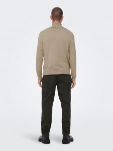 Only&Sons – Pullover Collo Alto Con Risvolto Beige