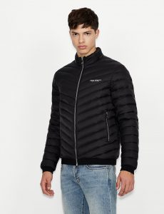 ARMANI EXCHANGE – Giubbotto imbottito in piuma richiudibile con pouch Nero