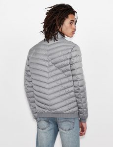 ARMANI EXCHANGE – Giubbotto imbottito in piuma richiudibile con pouch Grigio