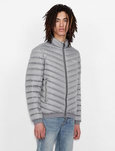 ARMANI EXCHANGE – Giubbotto imbottito in piuma richiudibile con pouch Grigio