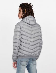 ARMANI EXCHANGE – Giubbotto con cappuccio imbottito in piuma richiudibile con pouch Grigio