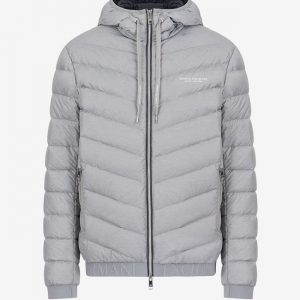 ARMANI EXCHANGE – Giubbotto con cappuccio imbottito in piuma richiudibile con pouch Grigio