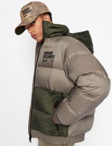 ARMANI EXCHANGE – Puff Jacket Uomo in Nylon Riciclato con Cappuccio