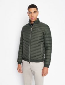 ARMANI EXCHANGE – Giubbotto imbottito in piuma richiudibile con pouch Verde