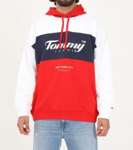 Tommy Hilfiger – FELPA Uomo COLOR BLOCK CON CAPPUCCIO E LOGO