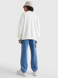 TOMMY HILFIGER – FELPA STILE COLLEGE Con LOGO RICAMATO Bianca