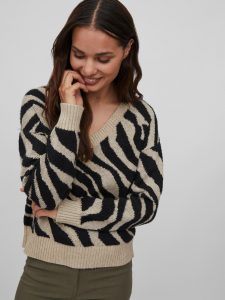 Vila – Pullover collo V Beige