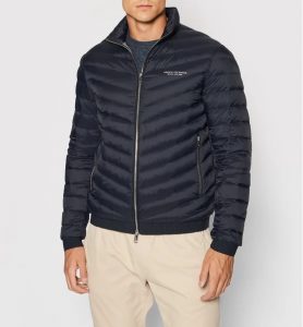 ARMANI EXCHANGE – Giubbotto imbottito in piuma richiudibile con pouch Navy blu