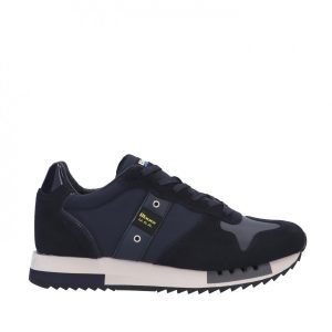 BLAUER – Scarpe Uomo Sneakers in Nylon e Camoscio Navy/Navy