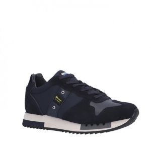 BLAUER – Scarpe Uomo Sneakers in Nylon e Camoscio Navy/Navy