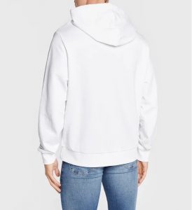 Calvin Klein – Felpa nera con cappuccio e logo distorto Bianca