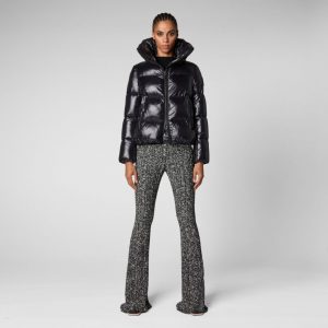 SAVE THE DUCK – Giacca Isla Puffer da Donna con Collo Alto Nero