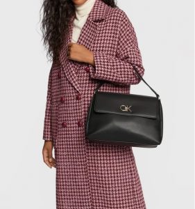 CALVIN KLEIN – Borsa Donna con Chiusura Logo Girevole Nero