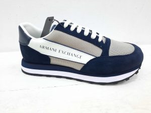 ARMANI EXCHANGE-SCARPE UOMO in suede con inserti in mesh Navy