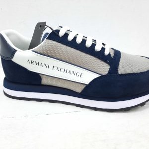 ARMANI EXCHANGE-SCARPE UOMO in suede con inserti in mesh Navy