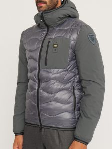 BLAUER – Piumino Uomo Nylon e Neoprene con Taschino Nixon Grigio