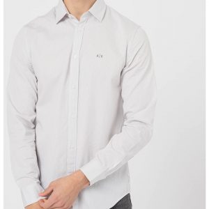 Armani Exchange – Camicia a fantasia a righe e logo Cucito