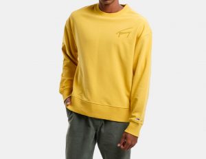 Tommy Hilfiger – FELPA Uomo SIGNATURE RELAXED FIT CON LOGO RICAMATO Gialla