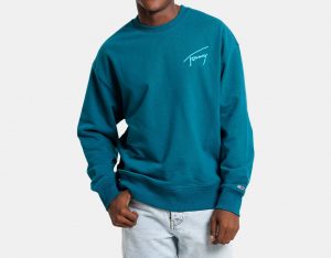 Tommy Hilfiger – FELPA Uomo SIGNATURE RELAXED FIT CON LOGO RICAMATO Petrolio