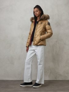 BLAUER – Piumino con Bordo in Pelliccia Removibile Alicia Biscotto int. Tulipano