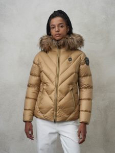 BLAUER – Piumino con Bordo in Pelliccia Removibile Alicia Biscotto int. Tulipano