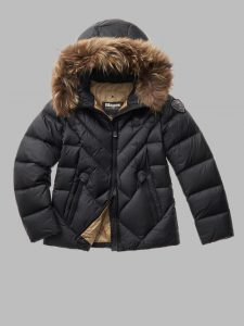 BLAUER – Piumino con Bordo in Pelliccia Removibile Alicia Nero int. Biscotto
