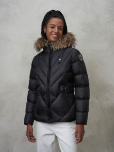 BLAUER – Piumino con Bordo in Pelliccia Removibile Alicia Nero int. Biscotto