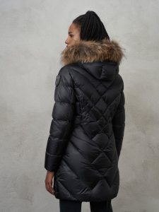 BLAUER – Piumino Lungo Sfiancato Althea Nero int. Biscotto
