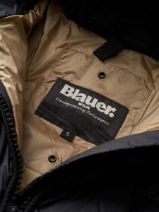 BLAUER – Piumino Lungo Sfiancato Althea Nero int. Biscotto