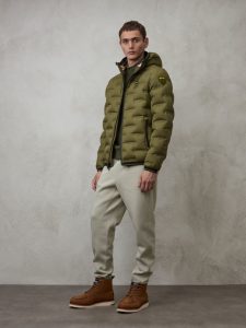 BLAUER – Piumino con Interno Camouflage Barry Verde Scuro