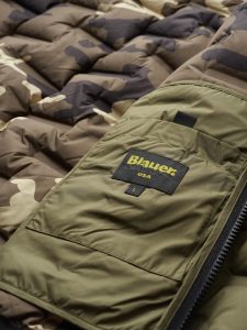 BLAUER – Piumino con Interno Camouflage Barry Verde Scuro